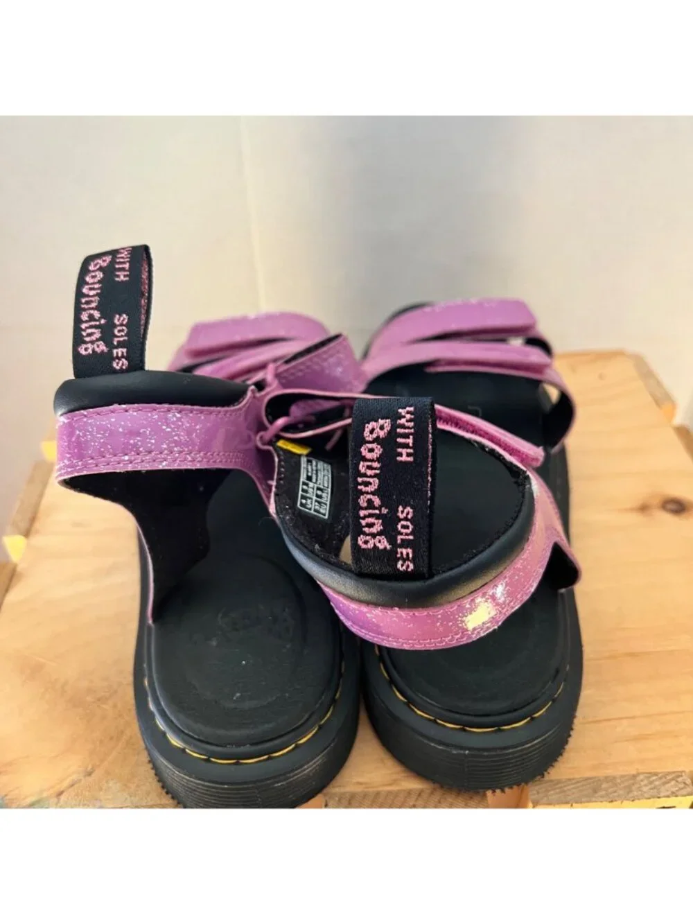 Dr. Martens Girls Size 5 Pink Cosmic Glitter Klaire Open Toe Strappy Sandals